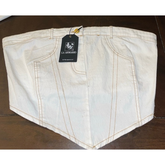 LA ARMARIO White Denim Bandana Top New with Tag - Picture 5 of 6